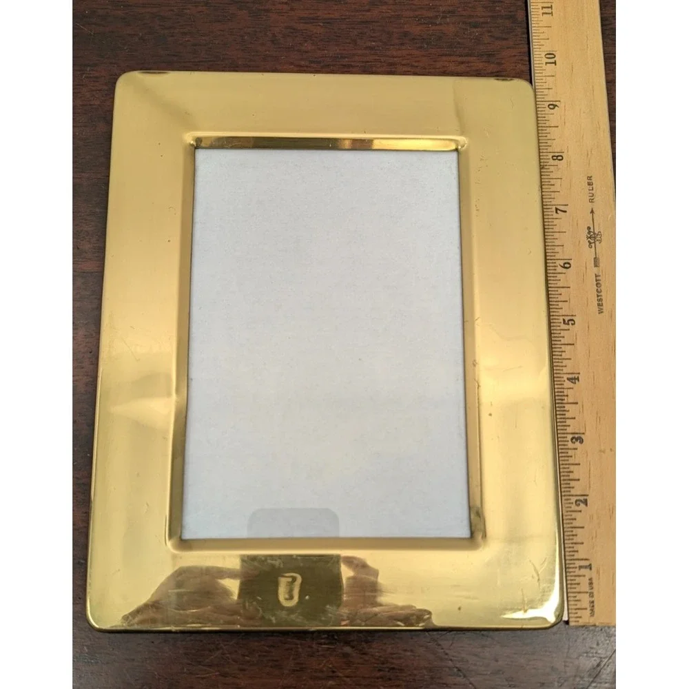 Vintage Gold Tone Metal Picture Frame Made in Korea 7x9 Tabletop Easel Back